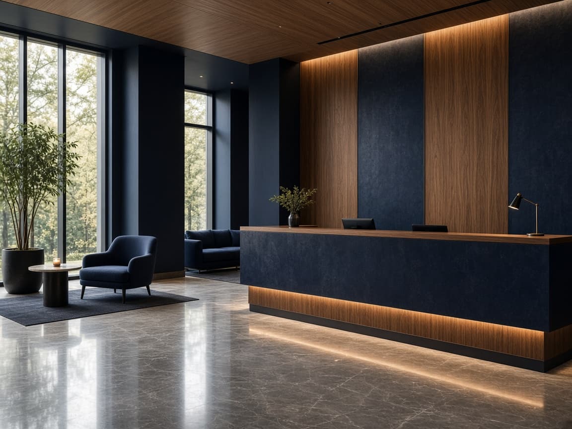 Modern boutique hotel lobby interior